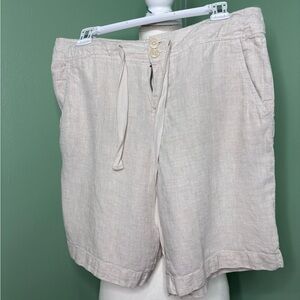 Women's Cream Linen Shorts